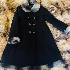 Stunning Rothschild Black and Faux Fur Winter Coat Size 6